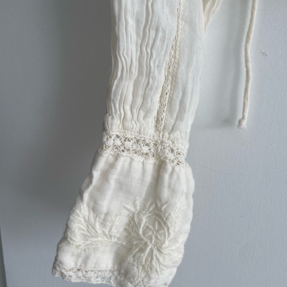 Free People cropped embroidered cream blouse - Picture 3 of 9